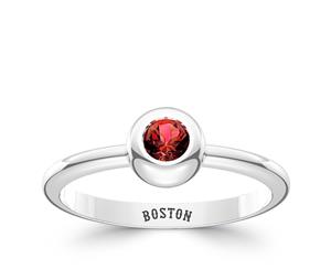 Boston Red Sox Ruby Ring For Women In Sterling Silver Design by BIXLER - Sterling Silver