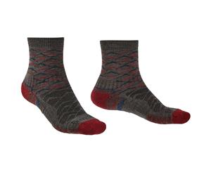 Bridgedale Mens Hike Lightweight Merino Wool Pattern Socks - Brown / Dk Red