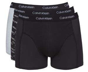 Calvin Klein Men's Axis Cotton Stretch Trunk/Shorty 3-Pack - Black Logo Print/Black/Wolf Grey