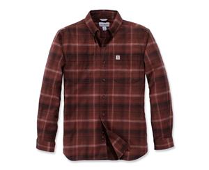 Carhartt Mens Hamilton Long Sleeve Cotton Flannel Shirt - Dark Chedar