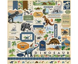 Carta Bella Dinosaurs Cardstock Stickers - 12 inchX12 inch Elements