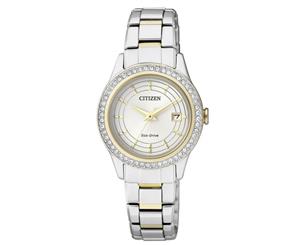 Citizen Women's 28mm Swarovski Elements Eco-Drive Stainless Steel Watch - Silver/Gold