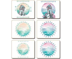 Country Kitchen WARRIOR SPIRIT Cork Backed Coasters Set 6 Cinnamon