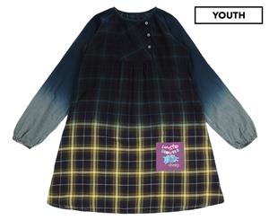 Custo Growing Girls' Tartan Dress - Dark Blue