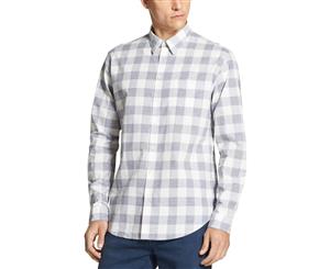 DKNY Mens Plaid Long Sleeves Button-Down Shirt