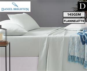 Daniel Brighton Flannelette Double Bed 145GSM Sheet Set - Soft Green