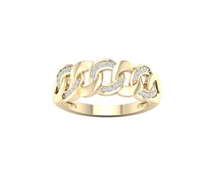 De Couer 9KT Yellow Gold Diamond Cuban Link Band (1/10CT TDW H-I Color I2 Clarity)