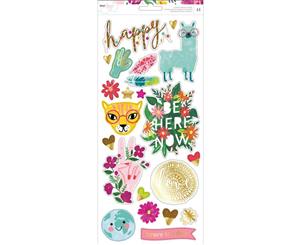 Dear Lizzy New Day Cardstock Stickers 6 inch X12 inch 41 pack Accents & Phrases with Gold Foil