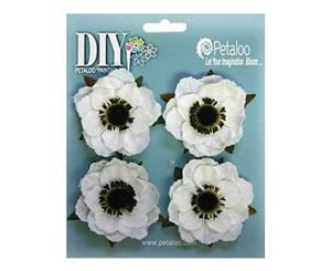 Diy Paintables Canvas Anemone Flowers 2In. 4 Pack White