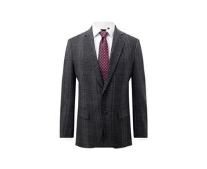 Dobell Mens Dark Grey Check Suit Jacket Regular Fit