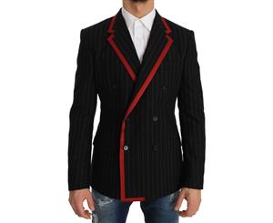 Dolce & Gabbana Gray Striped Wool Blazer Jacket