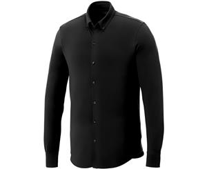 Elevate Mens Bigelow Long Sleeve Pique Shirt (Black) - PF2340