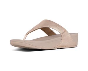 FitFlop Lulu Leather Rose Gold Toe-Post Sandals