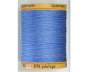 Gutermann Natural Cotton Thread 800m (876yds)9981 Variegated Blue Awakening