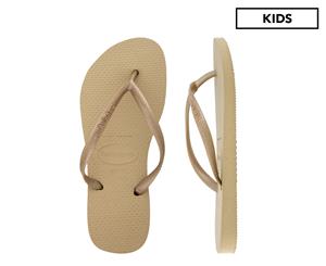 Havaianas Girls' Slim Thongs - Sand Grey/Light Gold