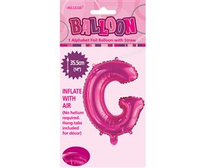 Hot Pink G Alphabet Foil Balloon 35cm