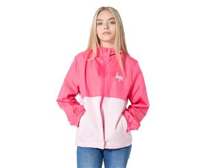 Hype Pink Script Kids Girls Running Jacket - Pink