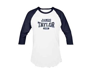 James Taylor Baseball Shirt Euro Tour 2018 Logo Official Mens 3/4 Sleeve - White