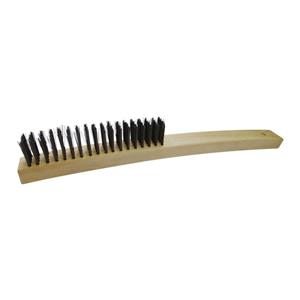 Josco 4-Row Steel Bristle Wood Long Handle Wire Brush