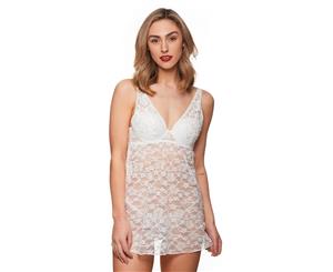 Just Sexy Women's 2-Piece Lace Babydoll Set - White