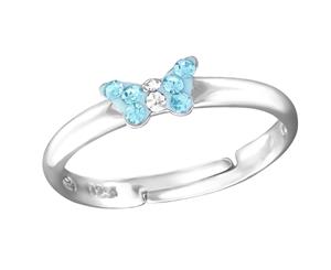 Kids Sterling Silver Crystal Small Butterfly Ring