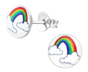 Kids Sterling Silver Rainbow Ear Studs