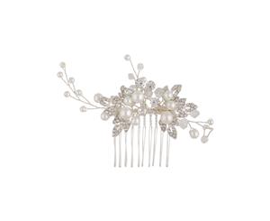 Lovisa Silver Crystal Pearl Mini Leaf Comb