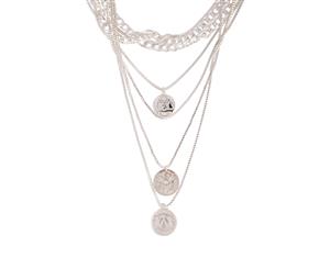 Lovisa Silver Mix Coin Multi Layer Necklace