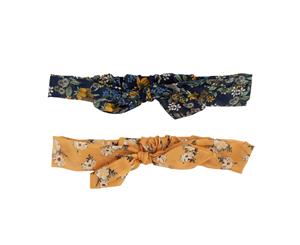 Lovisa Womens 2-Pack Floral Bow Stretch Headband Yellow Navy - Accessory