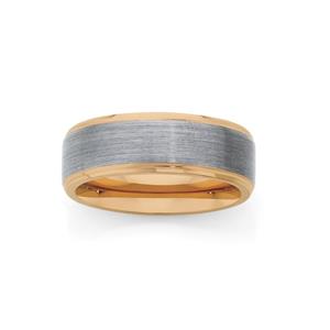 M+Y Tungsten Carbide Rose Gold & Grey Satin Ring