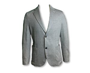 Men's Circolo 1901 Jacket In White/Blue Herringbone Linen/Cotton Mix