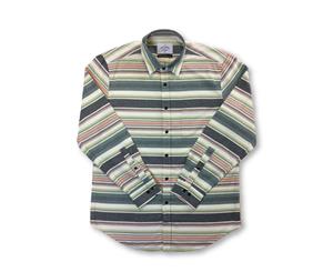 Men's Portuguese Flannel Nativo Cotton Shirt In Multi Colour Stripe