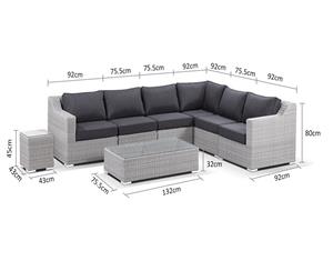 Milano Package D - Outdoor Wicker Modular Corner Lounge With Coffee Table - Outdoor Wicker Lounges - Brushed Grey and Denim cushion