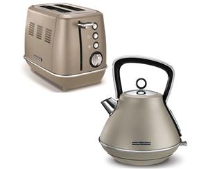 Morphy Richards Evoke Stainless Steel 2 Slice Toaster & 1.5L Kettle Platinum