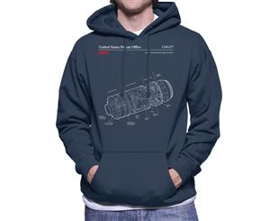 NASA JAXA H II Transfer Vehicle Blueprint Men's Hooded Sweatshirt - Navy Blue