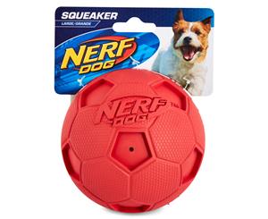 NERF Dog Super Soaker Large Soccer Squeaker - Red