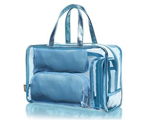 NiceEbag Women's 5 in 1 Clear PVC Cosmetic Bag-Blue