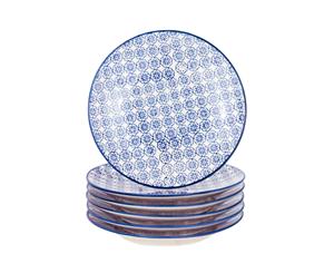 Nicola Spring Patterned Side Dessert & Cake Plates - Blue Flower Design 18 cm - Set of 6