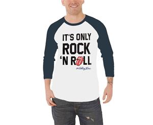 Official Rolling Stones T Shirt Its Only Rock N Roll Baseball 3/4 Sleeve Mens - White