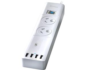 PAD4022A SANSAI 2 Way Power Board With USB Surge 4 USB 4.2A Sansai Master On/Off Switch 2 WAY POWER BOARD WITH USB