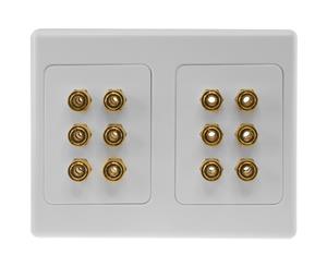 PRO1143 Pro2 12 Terminal Speaker Wall Plate Gold Plated 12X Banana Sockets For 6 Speakers 12 TERMINAL SPEAKER WALL PLATE