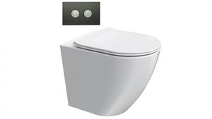 Parisi Ellisse MK II Wall Faced Toilet Suite with Black Glass Flush Plate