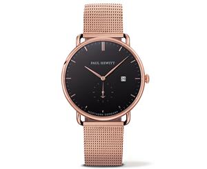 Paul Hewitt Grand Atlantic Rose Gold Case Black Sea Dial Rose Gold Mesh Strap