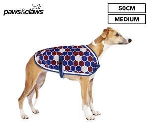 Paws & Claws 50cm Weatherproof Pet Coat - Burgundy/Blue