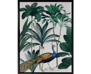 Peacock Parade canvas art print - 75x100cm - Black