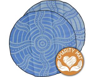 Plastic Outdoor Rug | ABORIGINAL Design Round Charity Mat in Grey and Mauve