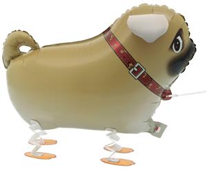 Pug Walking Foil Balloon