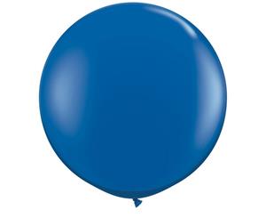 Qualatex 3 Ft Round Plain Latex Balloons (2 Pack) (Sapphire Blue) - SG4590