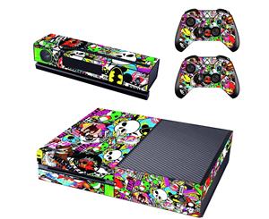 REYTID Console Skin / Sticker + 2 x Controller Decals & Kinect Wrap Compatible with Microsoft Xbox One - Full Set - Graffiti - Multi