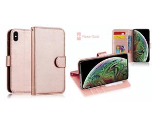 Rose Gold For Apple iPhone XS Max Premium Leather Wallet Purse TPU JELLY Case Cover